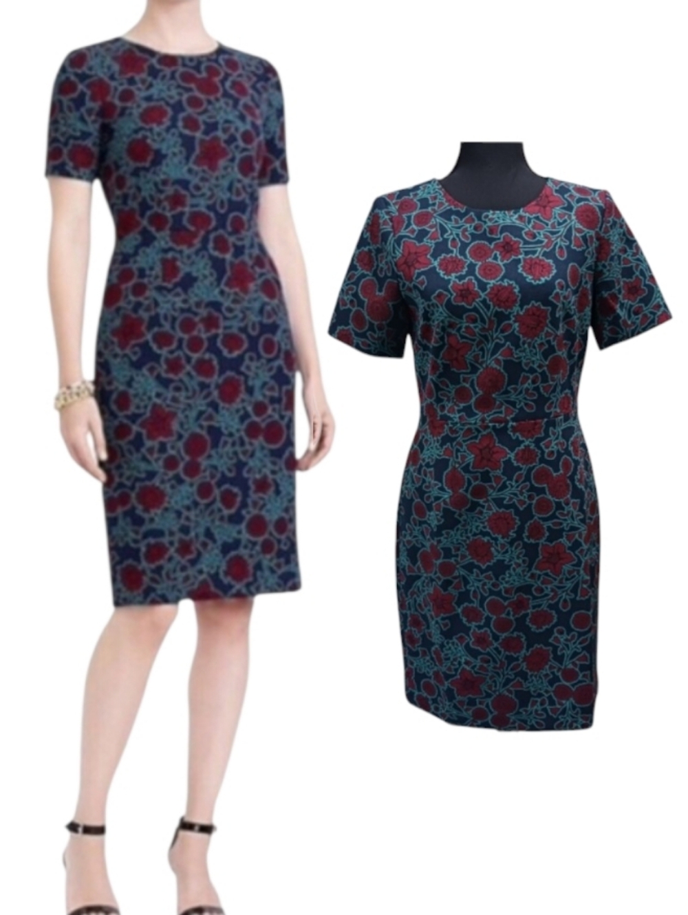 J. Crew Ponte Floral Sheath Dress Knee Length